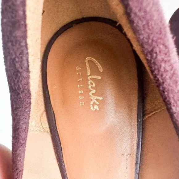 Clarks Artisan Burgundy Purple Stacked Heel Heels 9.5 - Picture 11 of 11
